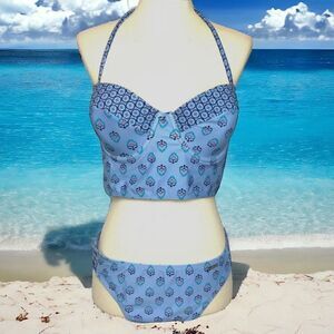 US Polo ASSN. Bikini 2 Piece Swimsuit Top & Bottom Blue Size L NWT